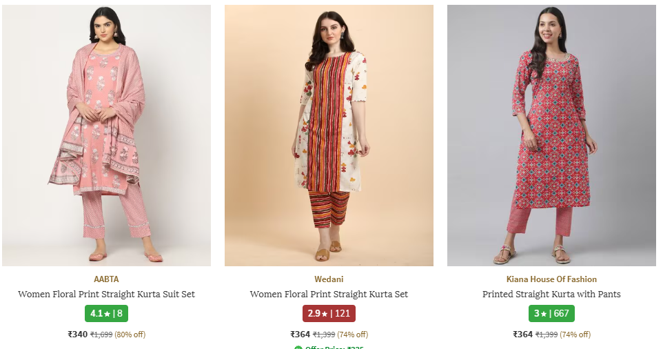 Image of AABTA Women Kurta Suit Set Starting at ₹340