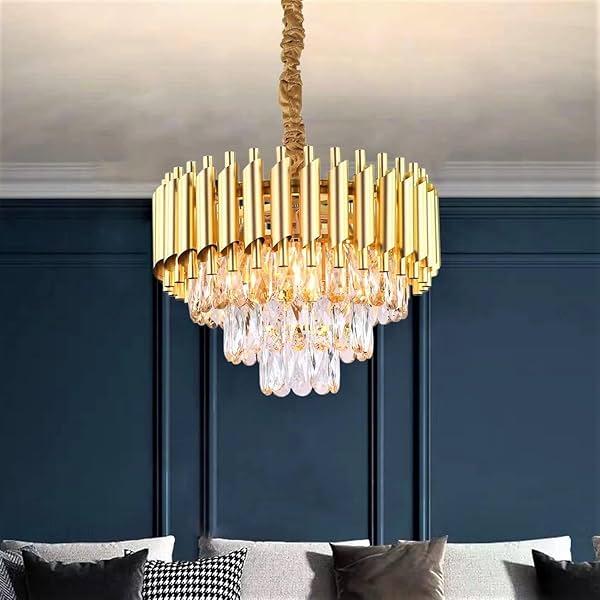 Image of ADWAIT Modern K9 Crystal Chandelier (Gold, 300mm)