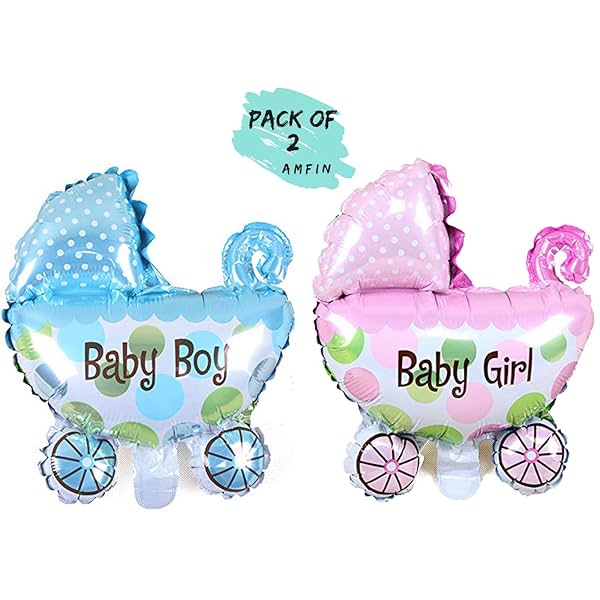 Image of AMFIN® Baby Shower Pram Foil Balloons (Pack of 2)