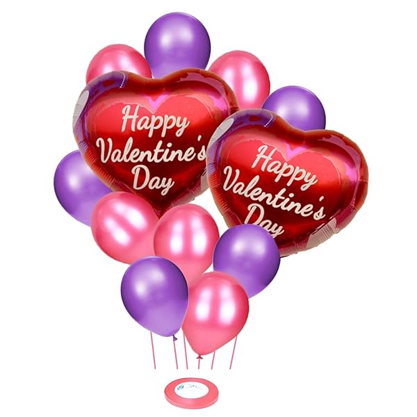 Image of AMFIN (Pack of 13) Happy Valentine Day Heart Shape Foil Balloon