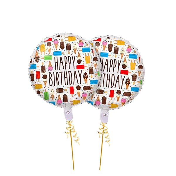 Image of AMFIN® (Pack of 2) 17 Inch Happy Birthday Round Foil Balloons