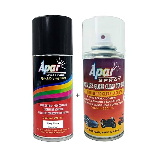 Image of APAR Spray Paint Fiery Black +GC Compatible for Mahindra Cars -225 ml