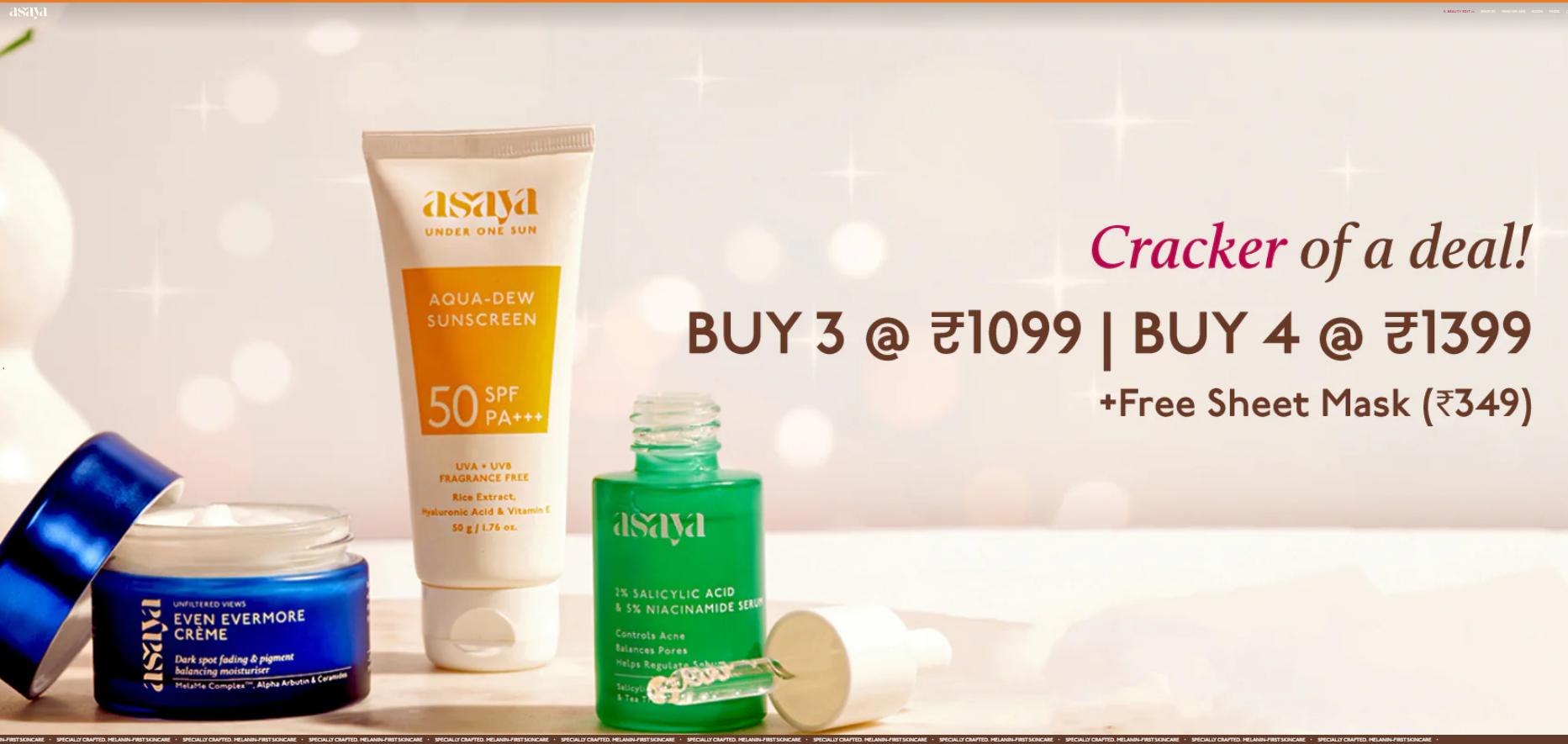 Image of ASAYA Combo Offer : Buy 4 Products at ₹1399 + Free Facemask Sheet (Worth ₹349)