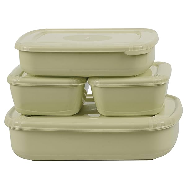 Image of ASIAN Plastowares Containers Set of 4 (500 Ml x 2, 800 Ml, 1800 ml) 