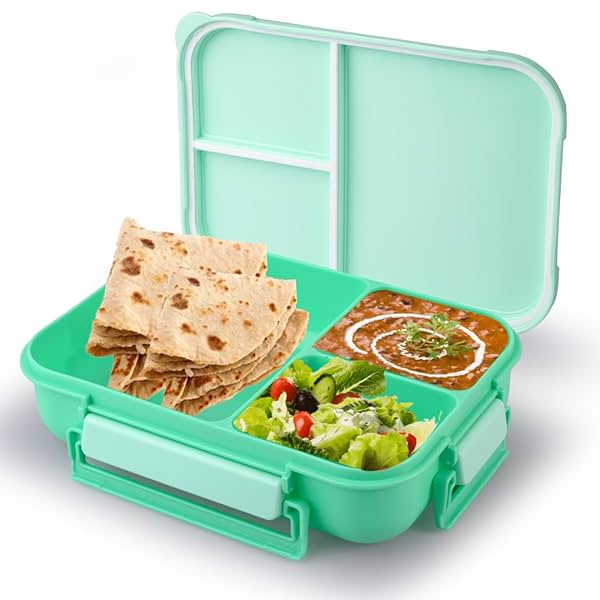 Image of ATTRO Gourmet 3 Compartment Lunch Box (1700ml, Mint 