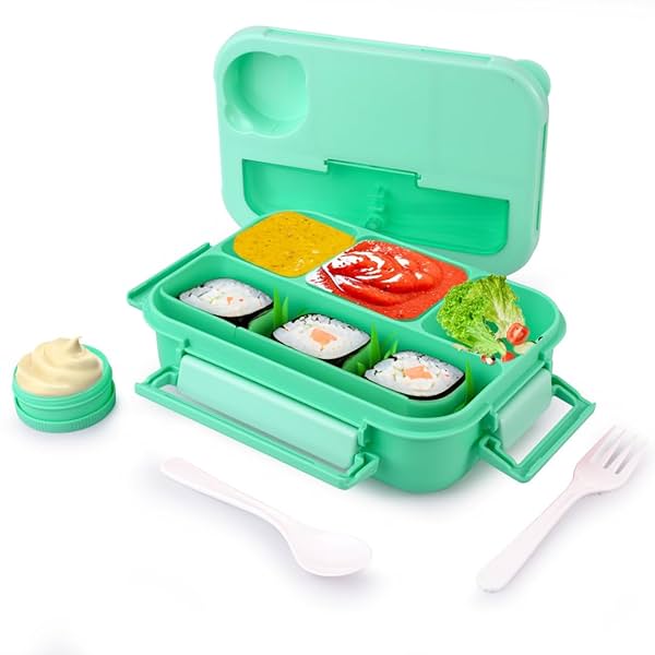 Image of ATTRO Proton 4 Compartment Lunch Box with Small Container & Spook