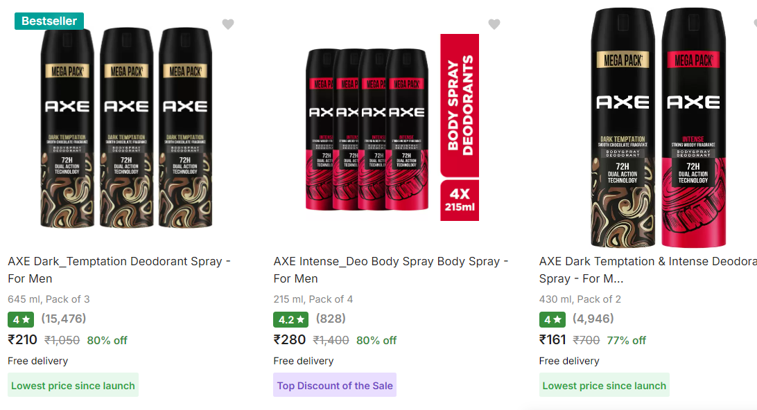 Image of AXE Dark_Temptation Deodorant Spray - For Men up to 80% Discount