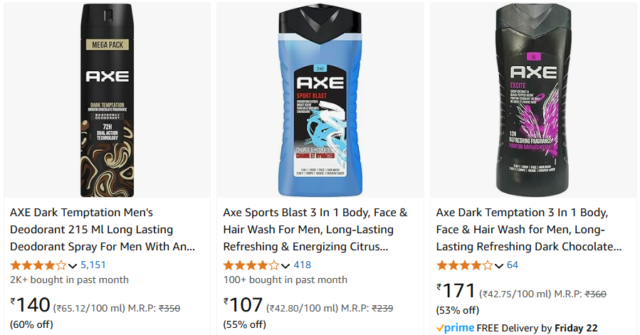 Image of AXE Dark Temptation Men's Deodorant is Starting at ₹140 @ #Amazon