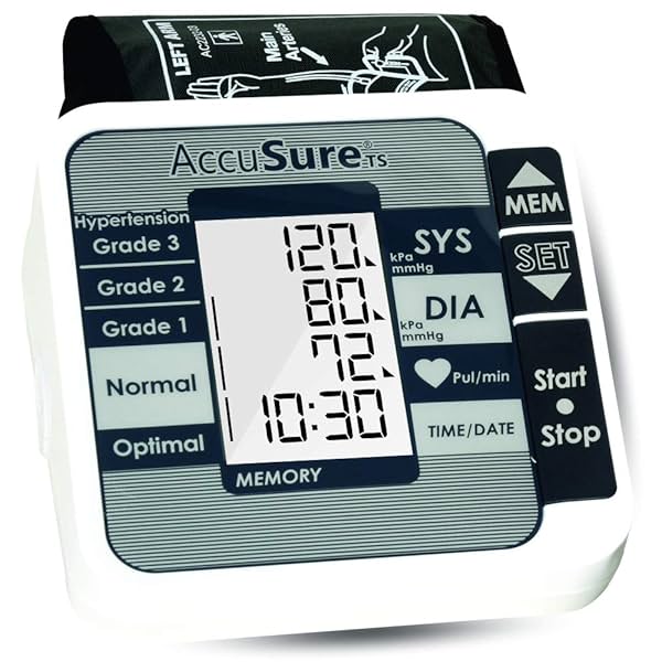 Image of AccuSure TS Automatic Upper Arm Blood Pressure BP Monitor, White