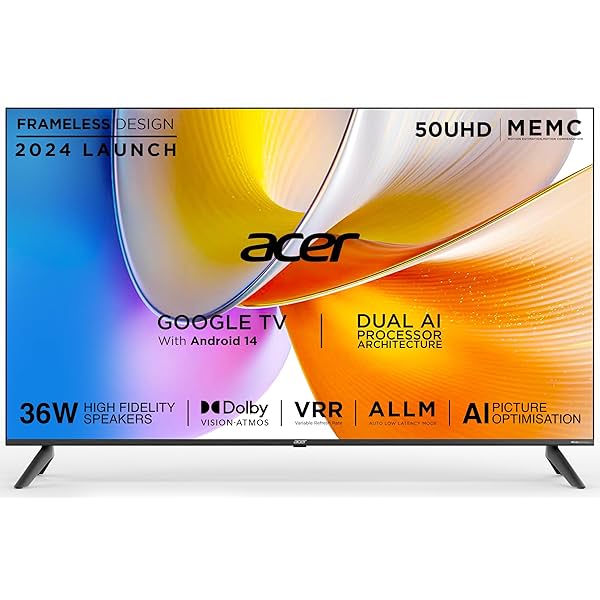 Image of Acer 126 cm (50 inches) I Pro Series 4K Ultra HD LED Smart Google TV AR50UDIGU2875AT (Black)