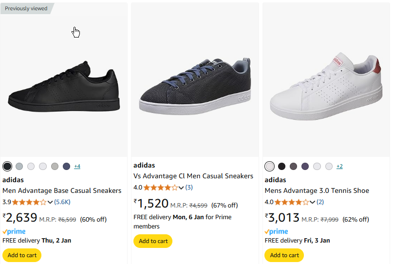 Image of Adidas Men's Casual Sneakers Minimum 60% Discount