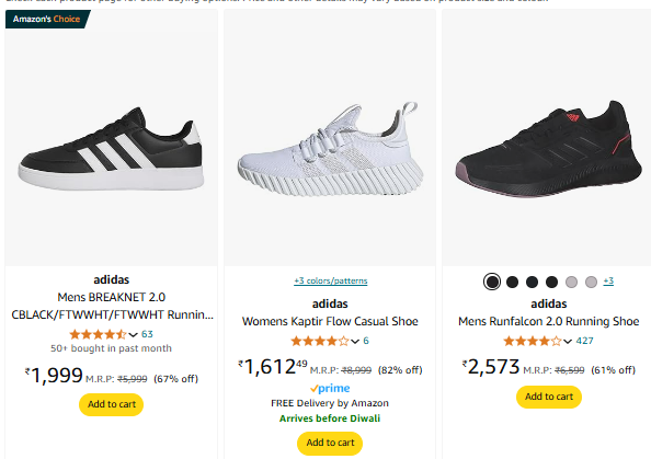 Image of Adidas Men’s Sports Shoes Up to 82% Discount