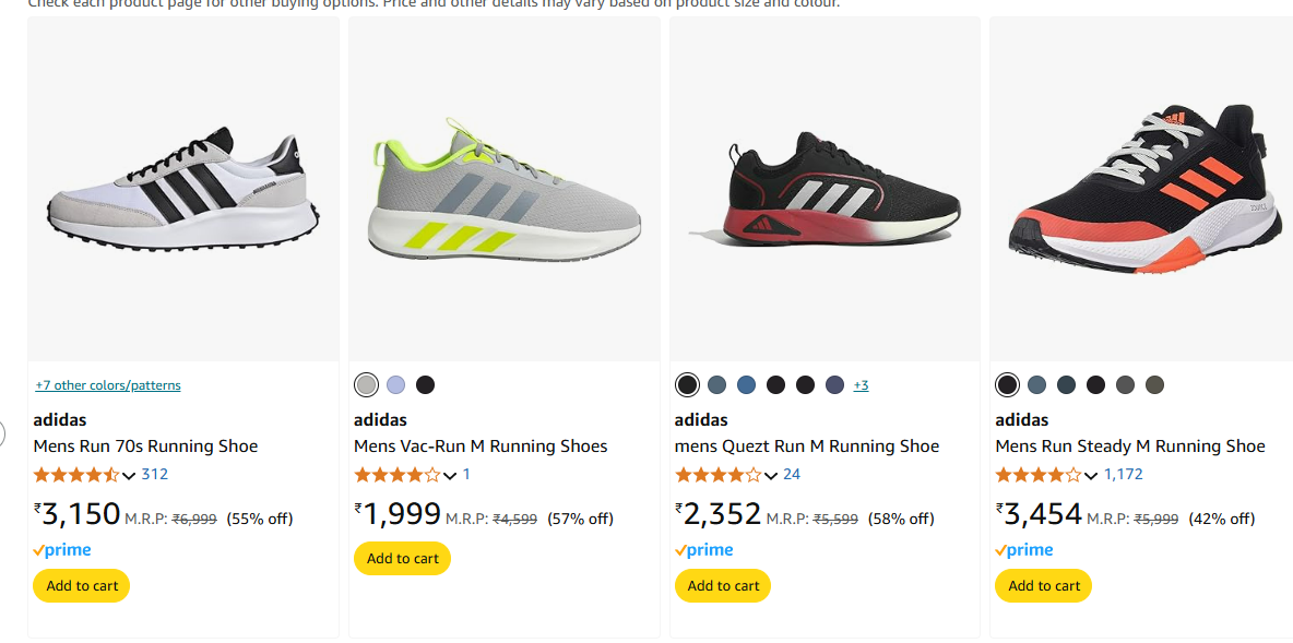 Image of Adidas Unisex Footwear Starting at ₹1199