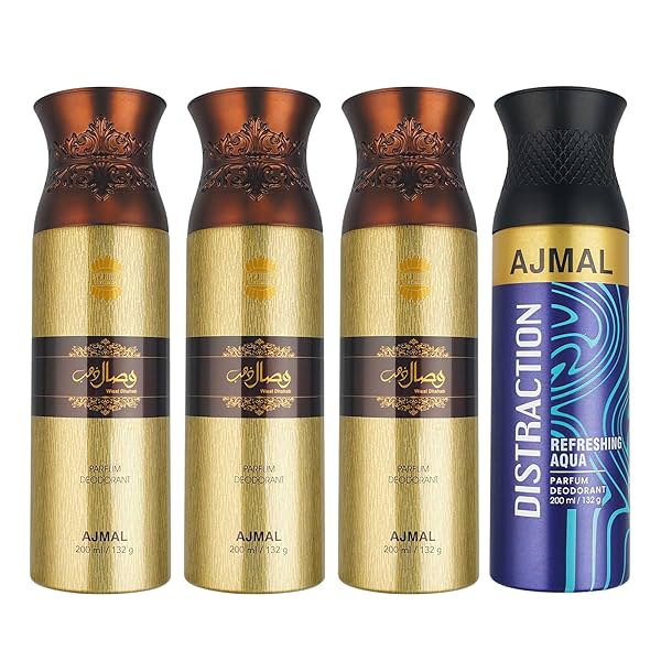 Image of Ajmal Wisal Dhahab Distraction Deodorant Combo Pack 4 (800ML)