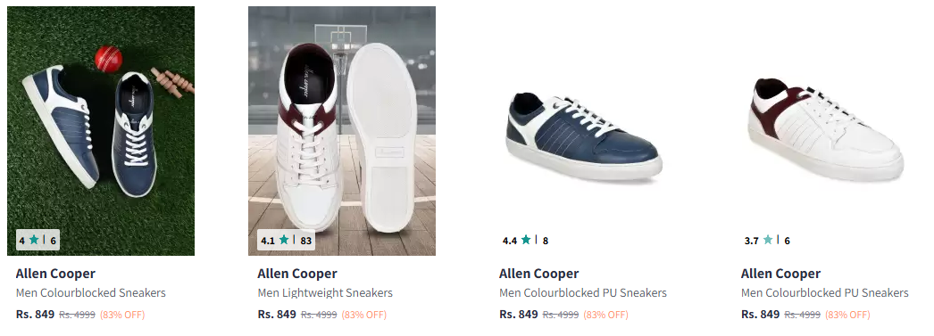 Image of Allen Cooper Men Colourblocked Sneakers at Minimum 70% Discount 