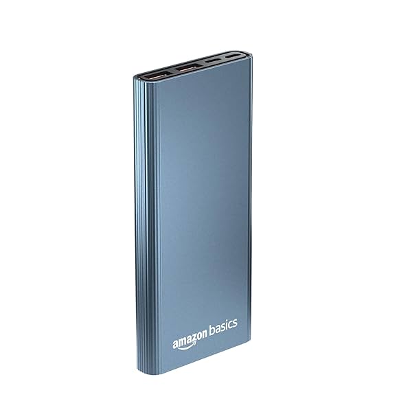 Image of Amazon Basics 10000mAh Metal 22.5W Power Bank Blue