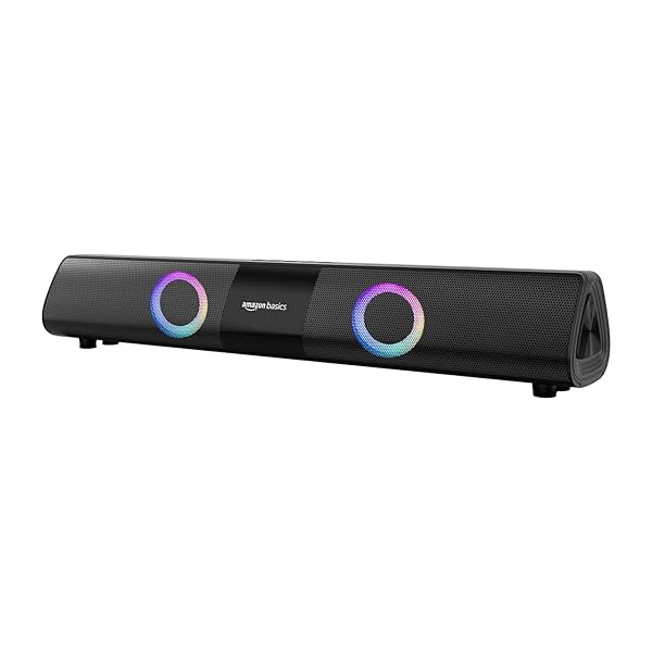 Image of Amazon Basics 16W Bluetooth Soundbar Speaker with 2000mAh Battery | BT v5.3 | Aux/USB Port | RGB Party Lights