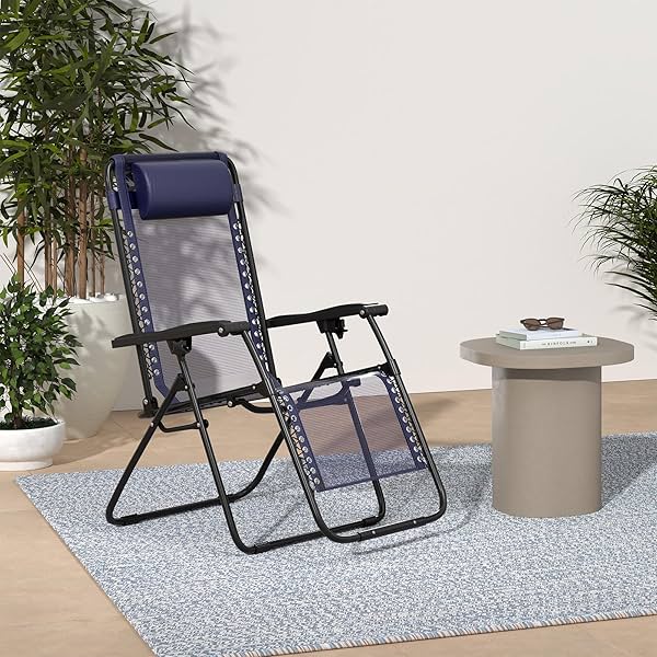 Image of Amazon Basics Outdoor Textilene Adjustable Zero Gravity Folding Reclining Lounge Chair