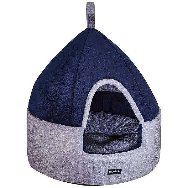 Image of Amazon Basics Pet Hut (18 in, Navy Blue & Grey)