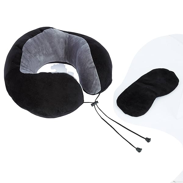 Image of Amazon Basics Premium Travel Neck Pillow + Sleeping Eye Mask Combo