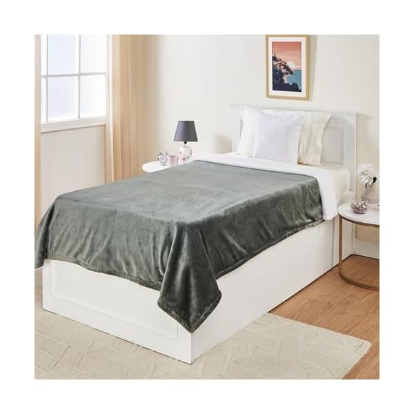 Image of Amazon Basics Single Bed Reversible Sherpa Flannel Blanket.