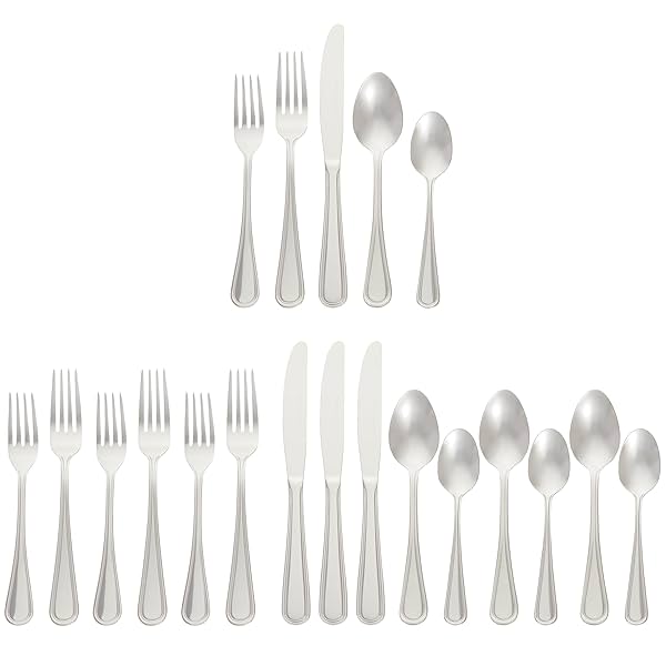 Image of Amazon Basics Stainless Steel Flatware Set 20-Piece