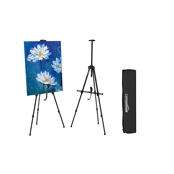 Image of Amazon Basics Tripod Easel with Adjustable Height Upto 5 feet | for Professional Artists, Event Display, Painting & Adve