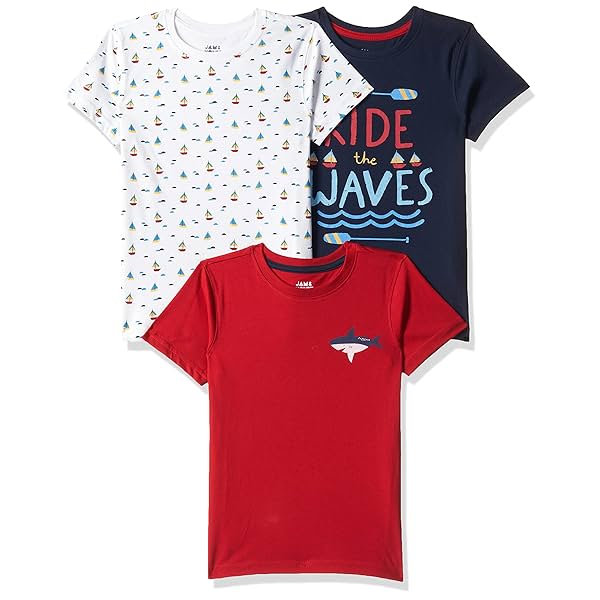 Image of Amazon Brand - Jam & Honey Boy's Regular Fit Half Sleeves T-Shirt (Pack of 3)