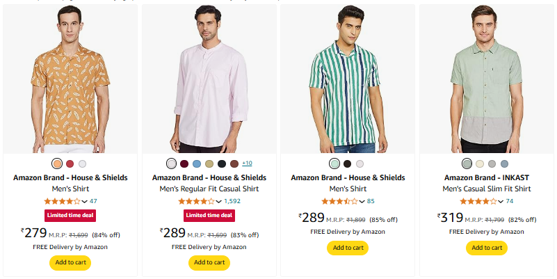 Image of Amazon Brand Men Shirt Starting At ₹279