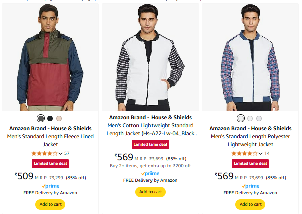 Image of Amazon Brand Men's Jackets. Flat 85% Discount 