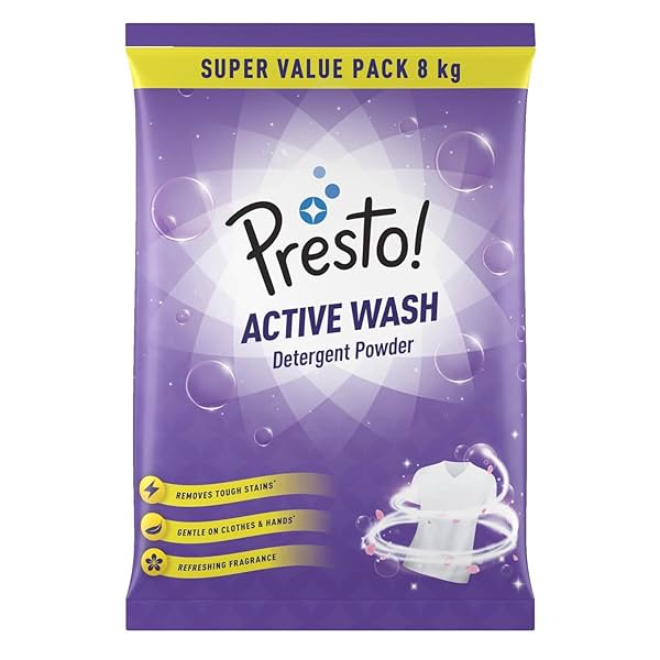 Image of Amazon Brand - Presto! Active Wash Detergent Powder | 8 Kg | .