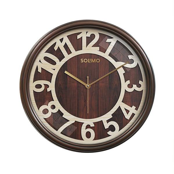 Image of Amazon Brand - Solimo 12-inch Wooden Based Wall Clock