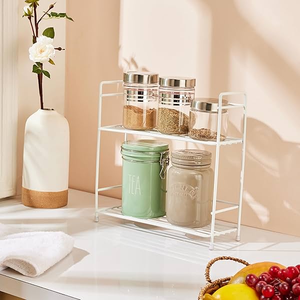 Image of Amazon Brand -Solimo 2-Tier Metal Storage Rack & Organizer