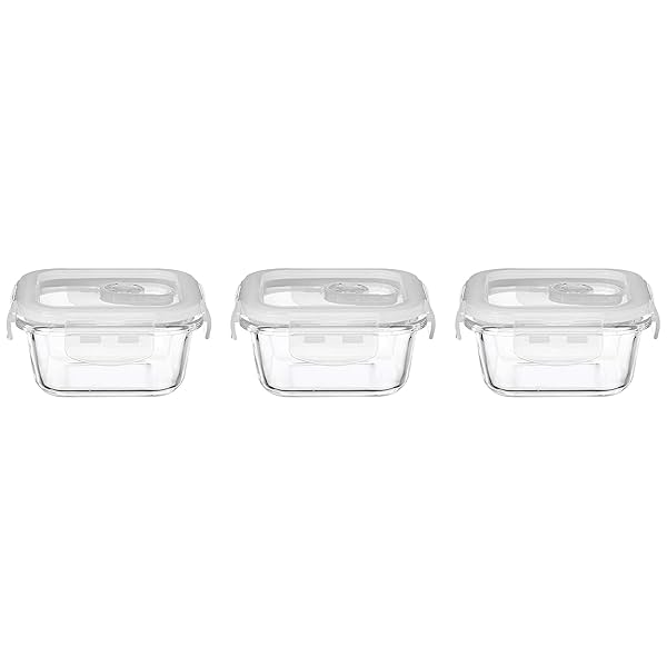 Image of Amazon Brand Solimo Airtight Glass Container Set 350ml (3 Pieces)