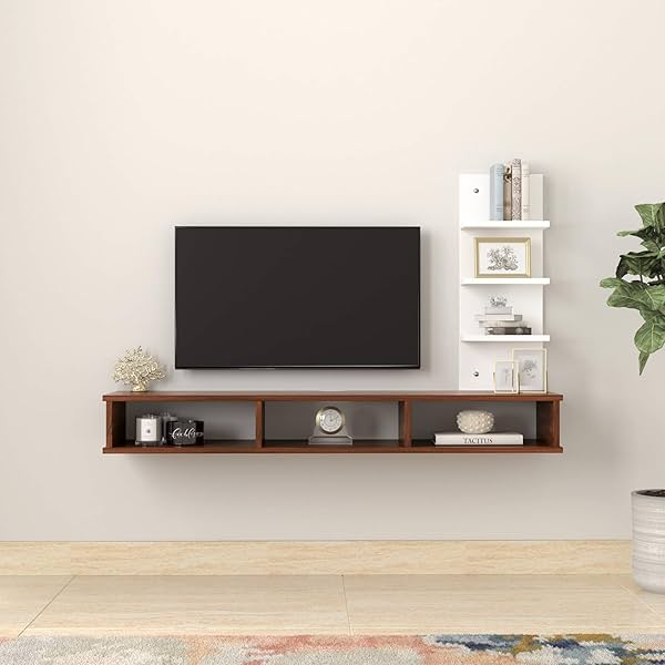 Image of Amazon Brand - Solimo Blooms Engineered Wood Wall Mounted TV/Entertainment Unit (White & Black)