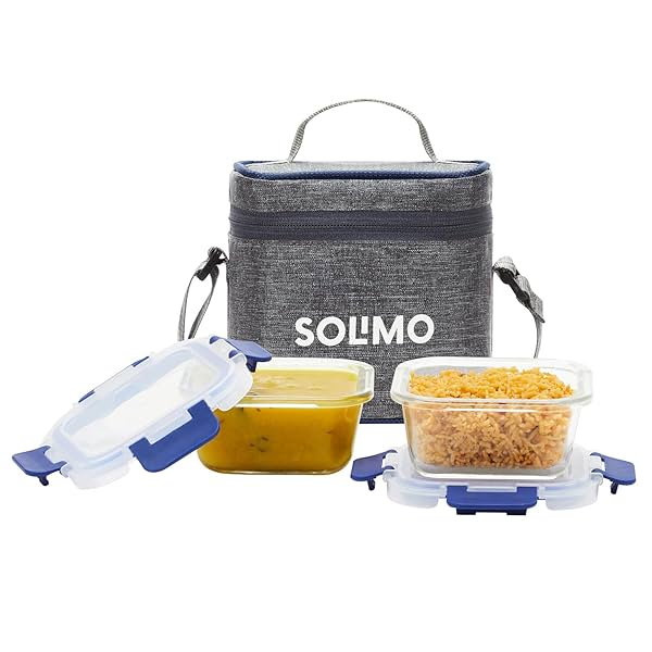 Image of Amazon Brand - Solimo Borosilicate Glass Lunch Boxes | Set of 2 (350 ml * 2)