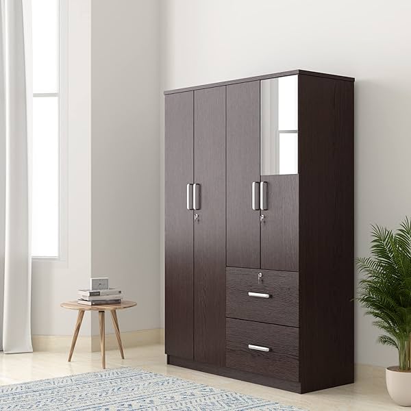 Image of Amazon Brand - Solimo Cabelli Engineered Wood 4 Door Wardrobe