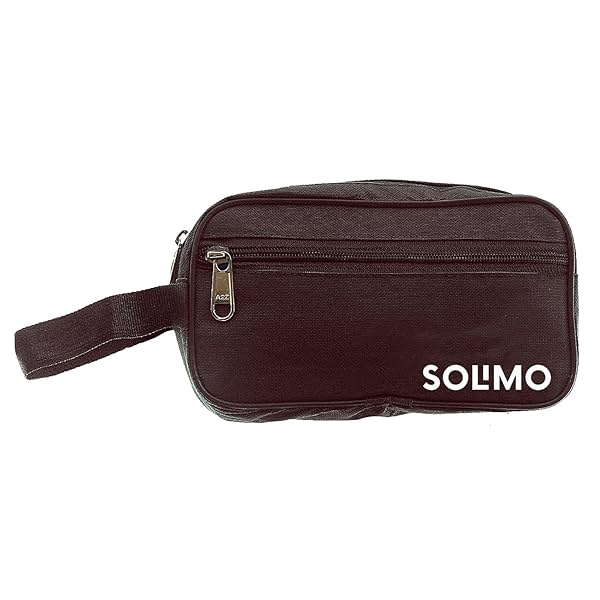 Image of Amazon Brand - Solimo Canvas Toiletry Bag, Brown