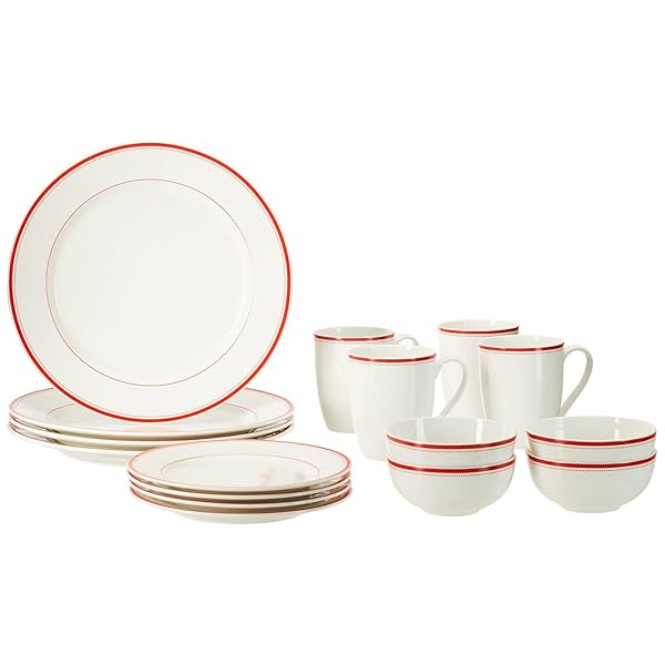 Image of Amazon Brand - Solimo Ceramic 16 Piece Solid Dinner Set 