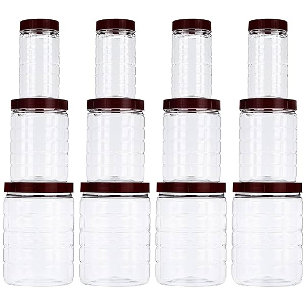 Image of Amazon Brand - Solimo Checkered Airtight Jar Set Of 12