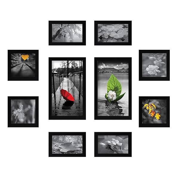 Image of Amazon Brand - Solimo Collage Set of 10 Black Photo Frames.