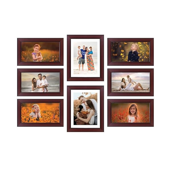 Image of Amazon Brand - Solimo Collage Set of 8 Rosewood Photo Frames