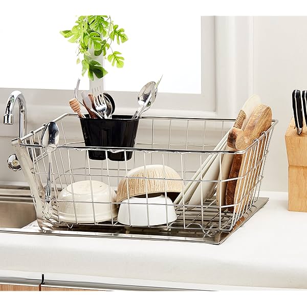 Image of Amazon Brand - Solimo Dish Drainer with Cutlery Stand