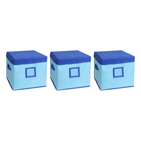 Image of Amazon Brand - Solimo Fabric Square Storage Box with Lid