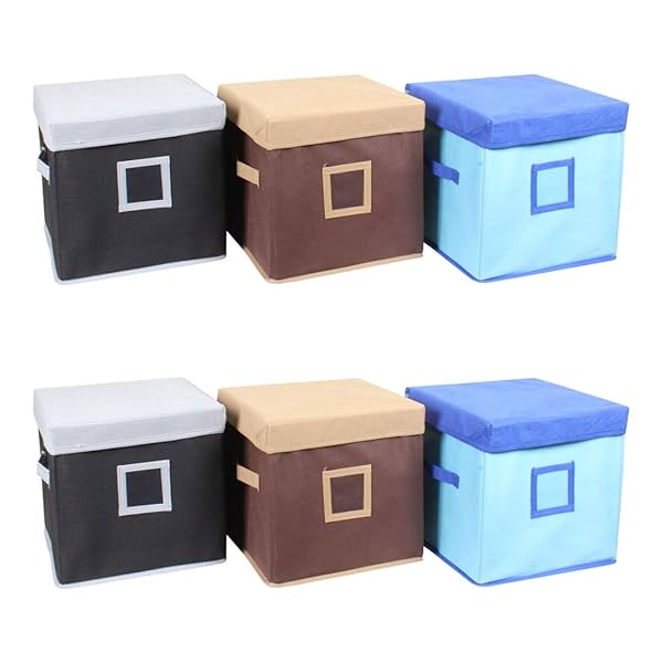 Image of Amazon Brand - Solimo Fabric Storage Box with Lid