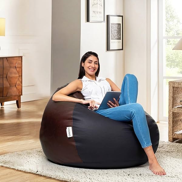 Image of Amazon Brand Solimo Faux Leather Bean Bag, 2 XL.