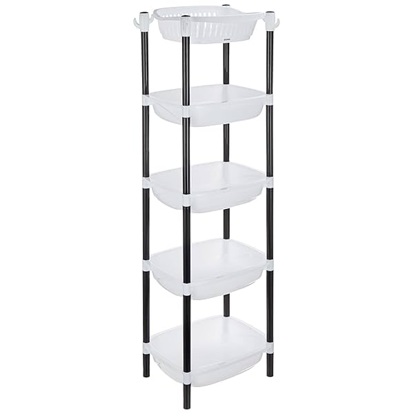 Image of Amazon Brand - Solimo Five-Tier Multipurpose Plastic Rack for Kitchen