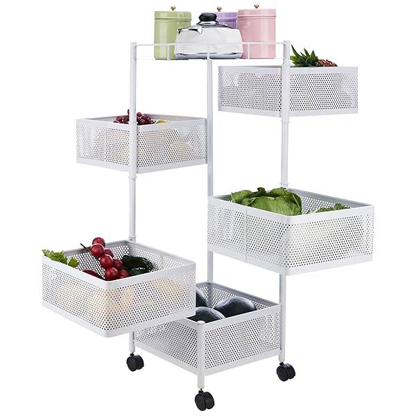 Image of Amazon Brand - Solimo Five-Tier Square Trolley with Baskets