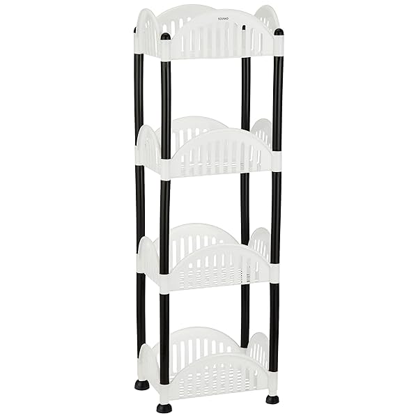 Image of Amazon Brand - Solimo Four-Tier Countertop Multipurpose Plastic Tiered Shelf Rack For Kitchen