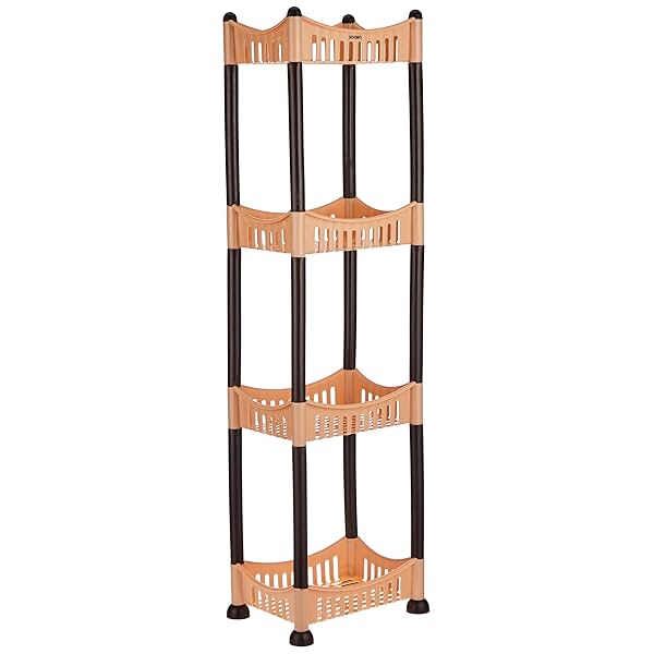 Image of Amazon Brand - Solimo Four-Tier Multipurpose Plastic Rack for Kitchen